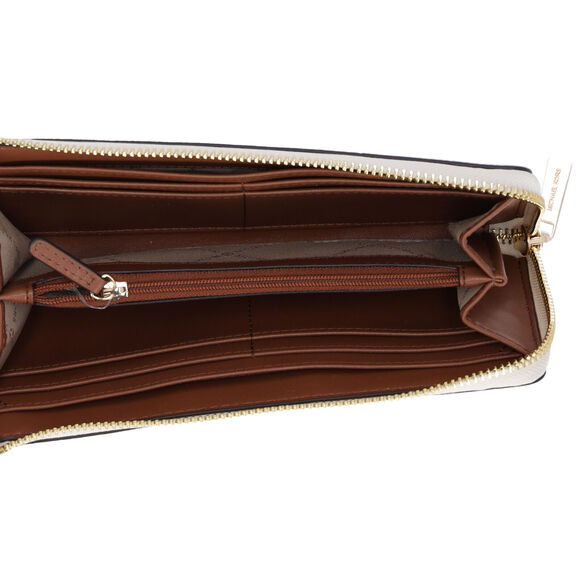 Michael Kors Jet Set Travel Large Logo Quarter Zip wallet Vanilla MK Siganture - Picture 5 of 6